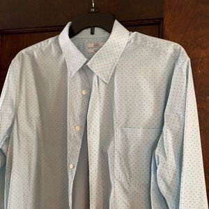 Blue shirt button down with red and blue ling slv
